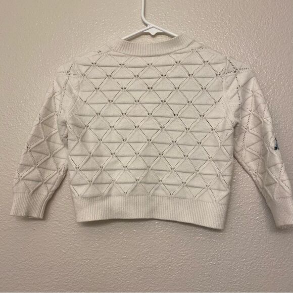 Sela white quilted cardigan Sweater embroidered button front child 6-8 - Picture 5 of 5
